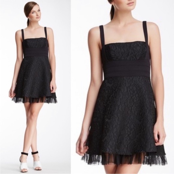 BCBG Black Cocktail Dress Floral Embroidered NWT 2 XS MaxAzria Sleeveless Mini - Picture 1 of 16